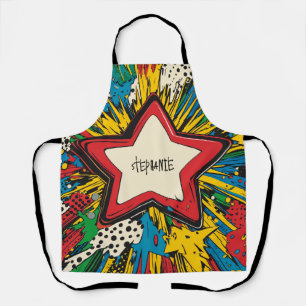 Tablier Bande dessinée colorée Pop Art Starburst explosion