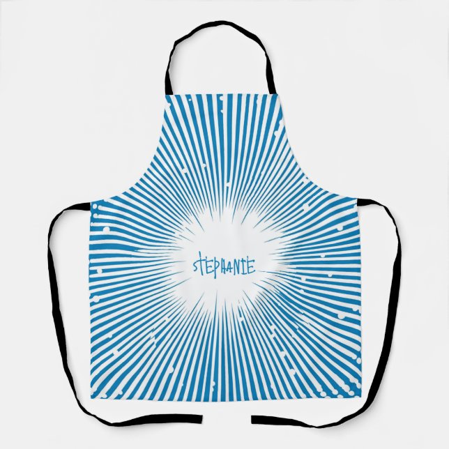 Tablier Bande dessinée Pop Art Explosion - Bleu et Blanc (Recto)