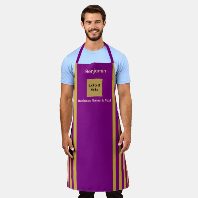 Tablier Bande d'or et de violet personnalisée (Porté)