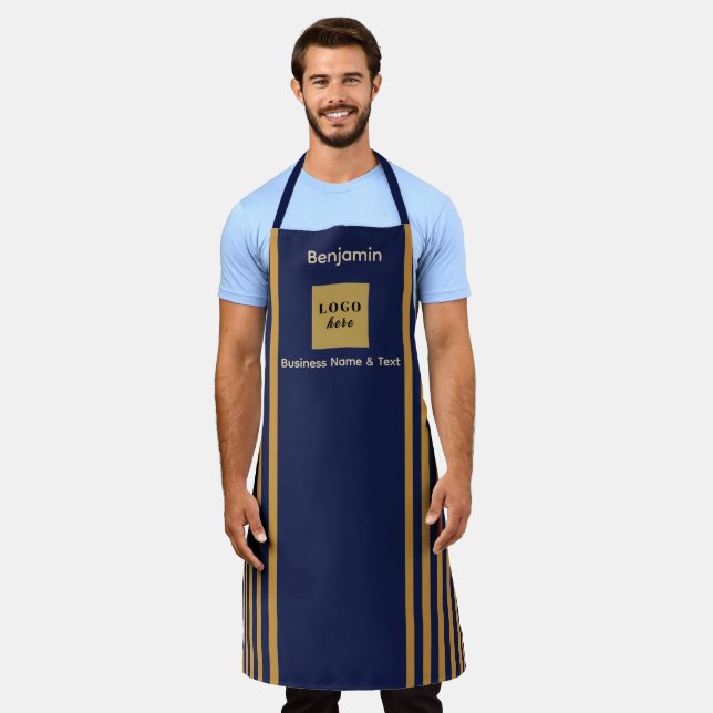 Tablier Bande marine et or personnalisée (Porté)