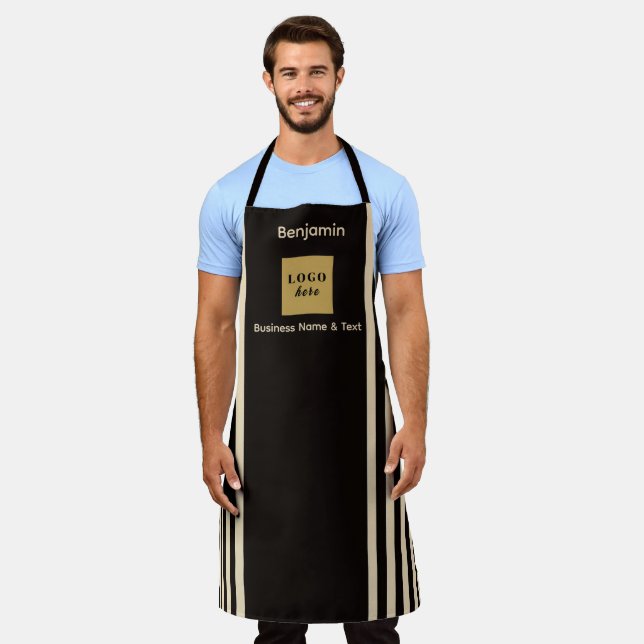 Tablier Bande noire et blanche personnalisée (Porté)