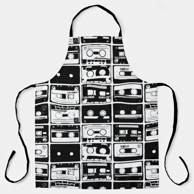 Tablier Bandes audio rétro, motif à l'ancienne. (Recto)