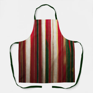 Tablier Bandes de couleurs de Noël Rouge Vert Blanc Or
