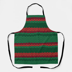 Tablier Bandes de Knit rouge et vert