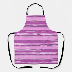 Tablier Bandes horizontales lilas rose avec décor pois pol