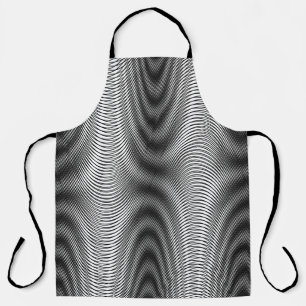 Tablier Bandes Moiré Noir et Blanc - Trippy Abstrait