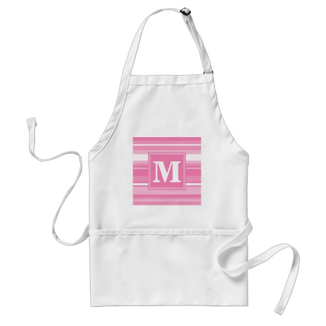 Tablier Bandes rose monogramme (Devant)