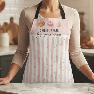 Tablier Bandes rose poudrées Cuisine personnalisée