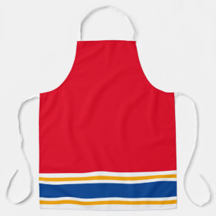 Tablier Bandes sportives rouge vif blanc bleu orange