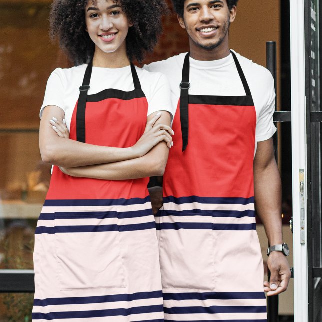 Tablier Bandes uniformes rouges et noires (Apron)