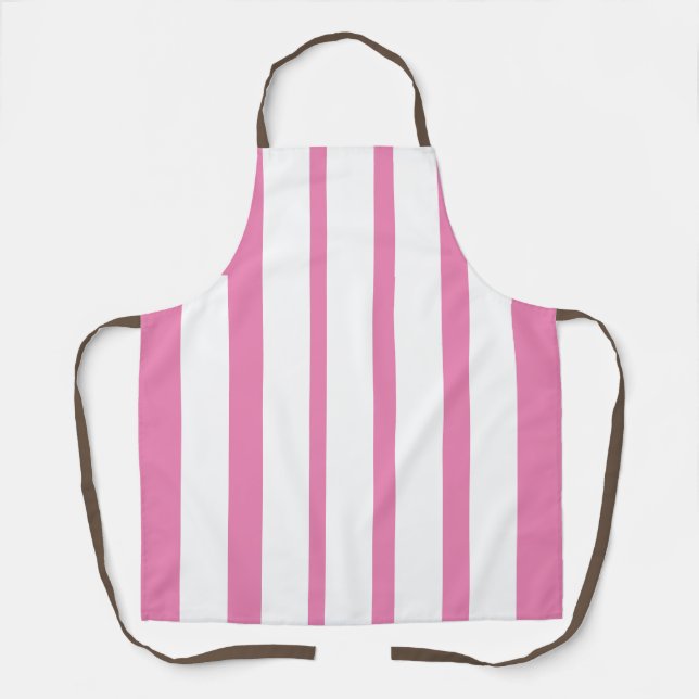 Tablier Bandes Verticales Rose Et Blanc (Recto)