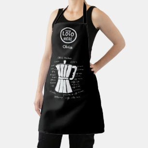 Tablier Bar à café Italien moka pot logo personnalisé noir