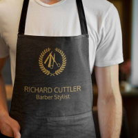 Barber nom or logo barbier magasin cuir noir
