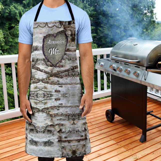 Tablier Barre de bouleau rustique Bois Coeur sculpté Arbre (Créateur téléchargé)