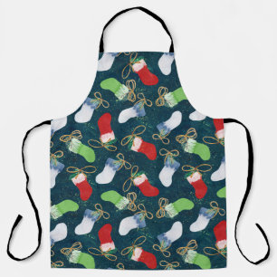 Tablier Bas de Noël, motif transparent aquarelle.