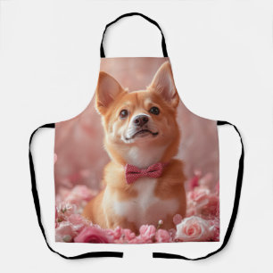Tablier Basenji avec des roses - Saint-Valentin