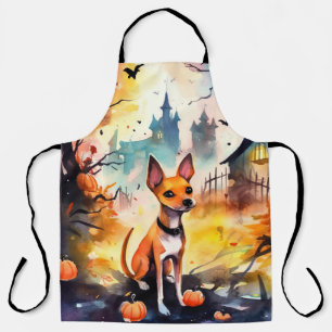 Tablier Basenji Halloween avec citrouilles effrayant