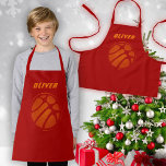 Tablier Basket Ball Orange Red Sports Kids Nom<br><div class="desc">Basketball Ball Orange Red Sports Enfants Nom Apron. Ajoutez votre nom.</div>