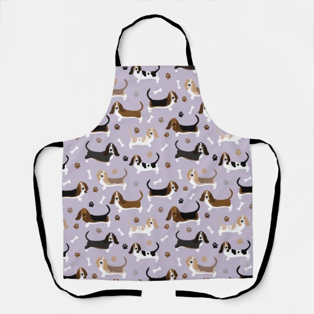 Tablier Basset Hound Chig Bones and Paws Apron (Recto)