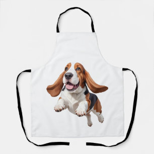 Tablier Basset Hound Joyeux Joueur Fun Jumping Dans L'Air