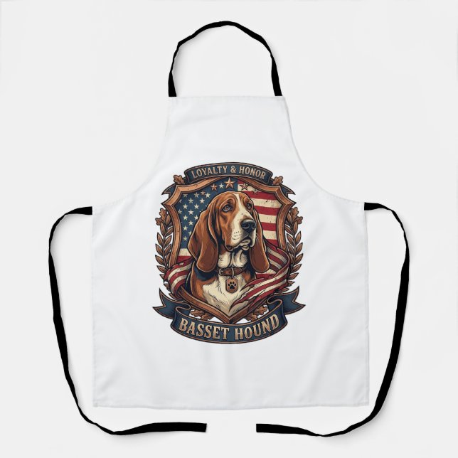 Tablier Basset Hound Loyauté Honneur Chien Bouclier Drapea (Recto)