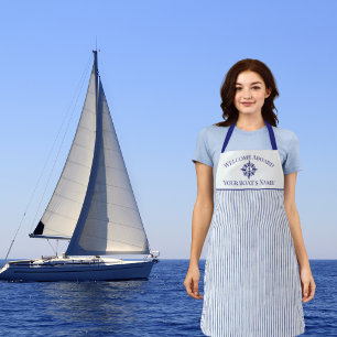 Tablier Bateau à rayures nautiques bleues avec monogramme 