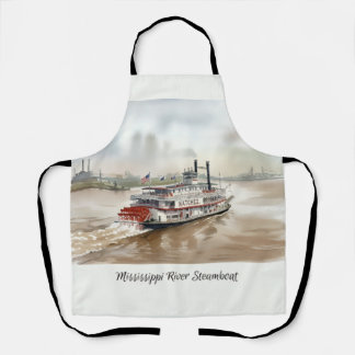 Tablier Bateau à vapeur du fleuve Mississippi aquarelle La