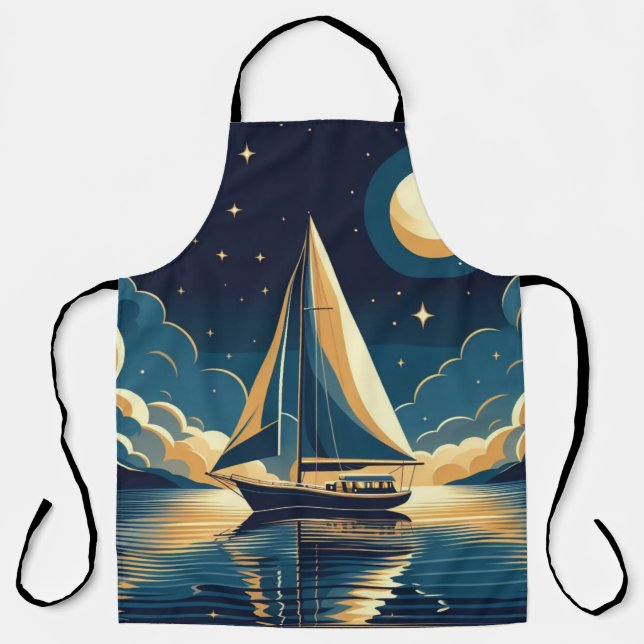 Tablier Bateau à voile la nuit (Recto)