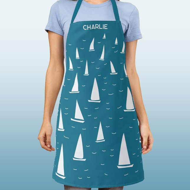 Tablier Bateau à voile Nautique Personnalisé (Personalized custom name sailing boat yacht nautical apron)