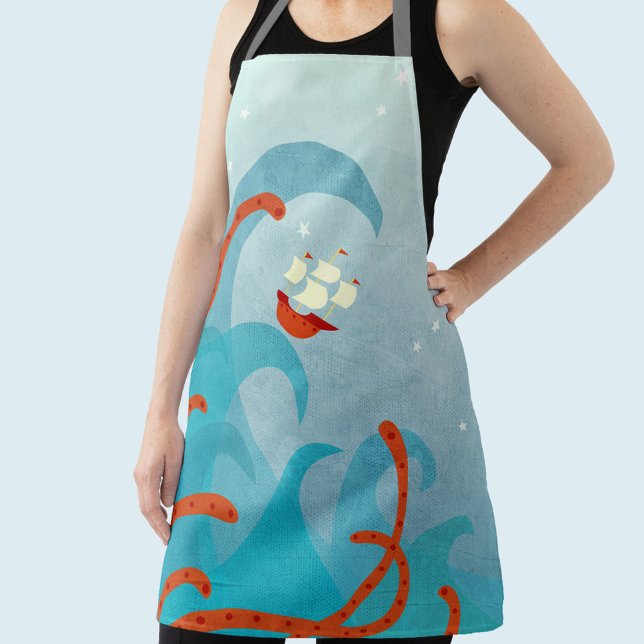 Tablier Bateau à voile Sea Monster (Sailing boat sea monster fun apron)