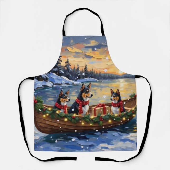 Tablier Bateau de Noël Basenji pour les Fêtes (Recto)