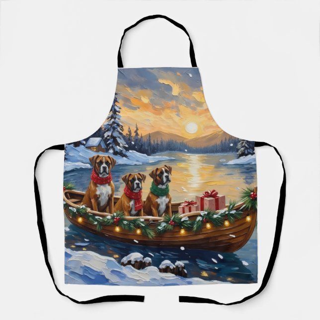 Tablier Bateau de Noël de Boxer pour les Fêtes (Recto)