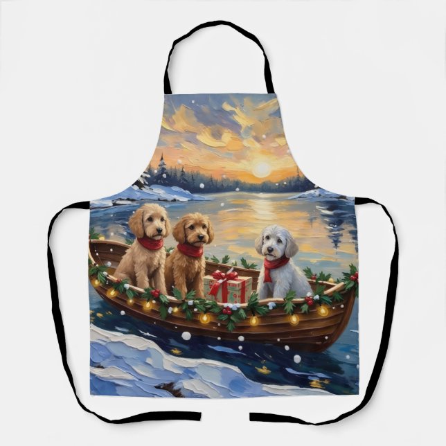 Tablier Bateau de Noël de Caniche Fêtes (Recto)