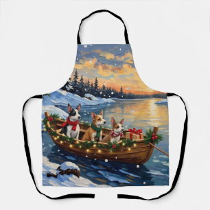 Tablier Bateau de Noël de Rat Terrier pour les Fêtes