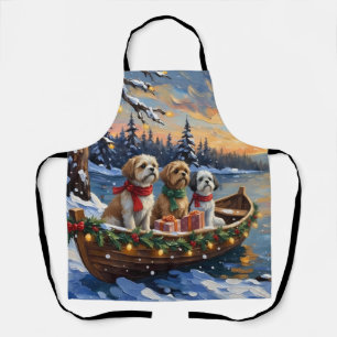 Tablier Bateau de Noël du Shih Tzu pour les Fêtes