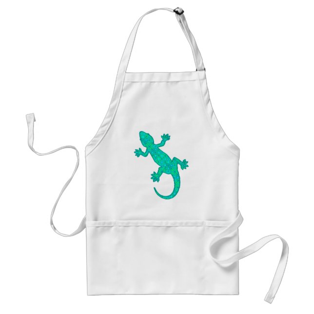 Tablier Batik tribal Gecko - turquoise / paon (Devant)