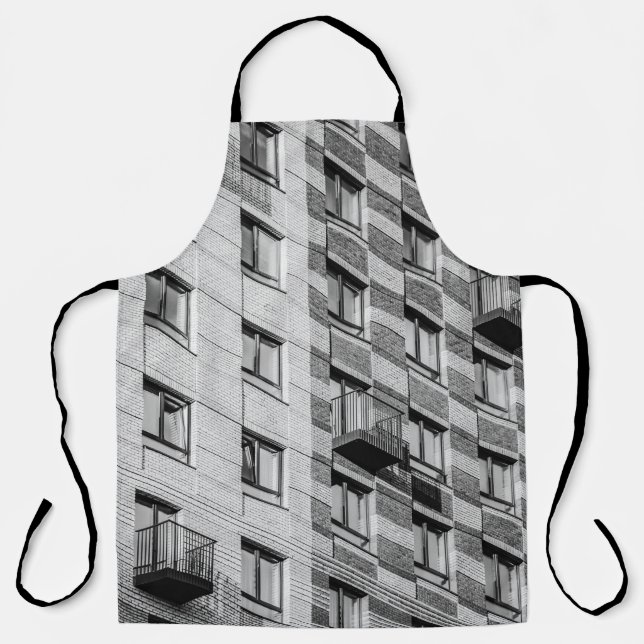 TABLIER BÂTIMENT EN BÉTON BLANC ET NOIR (Recto)