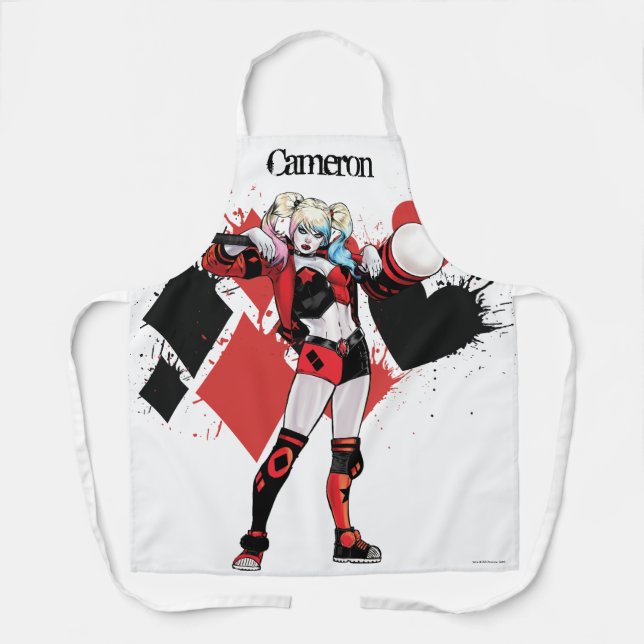 Tablier Batman | Harley Quinn Hearts & Diamonds Splatter (Recto)