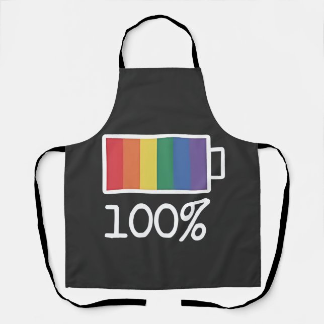 Tablier Batterie 100% Gay Funny LGBT Pride Mois Égalité (Recto)