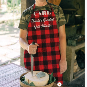 Tablier BBBQ à bille rouge et noir pour hommes