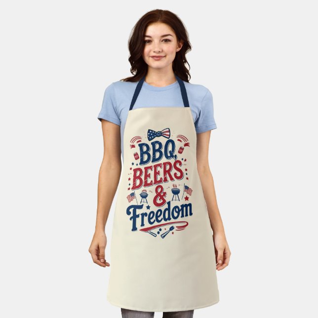 Tablier BBQ, Bières et Liberté – Vibes Rétro du 4 Juillet (Porté)