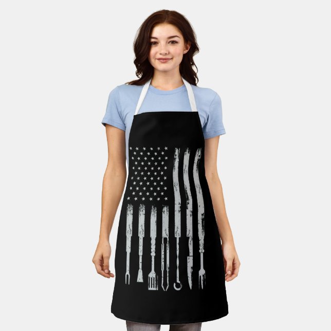 Tablier BBQ Design Smoking Barbecue USA Flag (Porté)