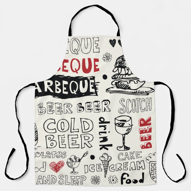 Tablier BBQ fou : Art de gribouillis (Recto)