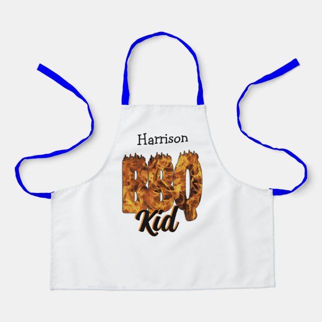 Tablier BBQ Kid Apron. Personnalisable . Amateur de barbec (Recto)