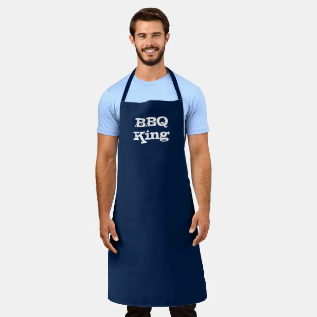 Tablier BBQ King marine bleu solide cuisine moderne grill (Porté)