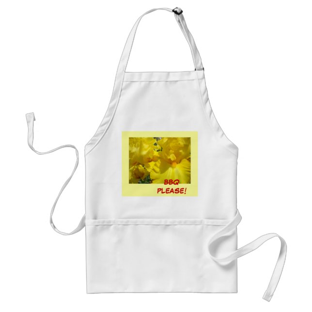 Tablier BBQ PLEASE pour elle Fleurs d'Iris Jaune (Devant)