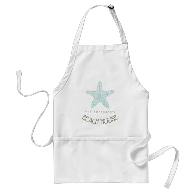 Tablier Beach House Nautical Starfish Aqua Blue ID623 (Devant)
