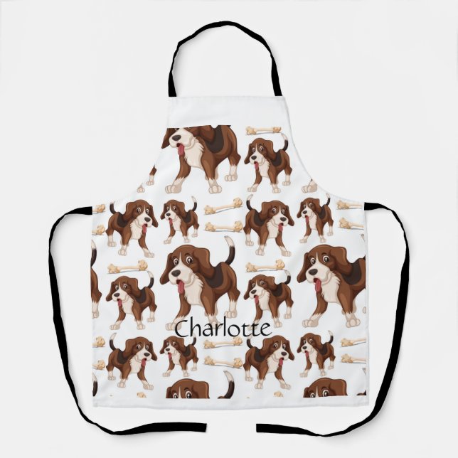 Tablier Beagle chien transparent motif Nom personnalisé (Recto)