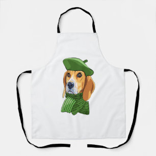 Tablier Beagle de chien en vert béret français