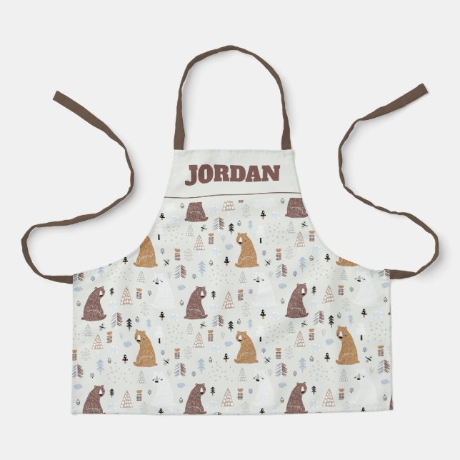 Tablier Bears mignonne dans le Motif Woods (Recto)